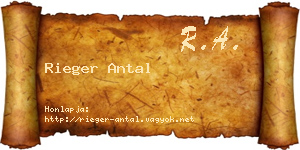Rieger Antal névjegykártya